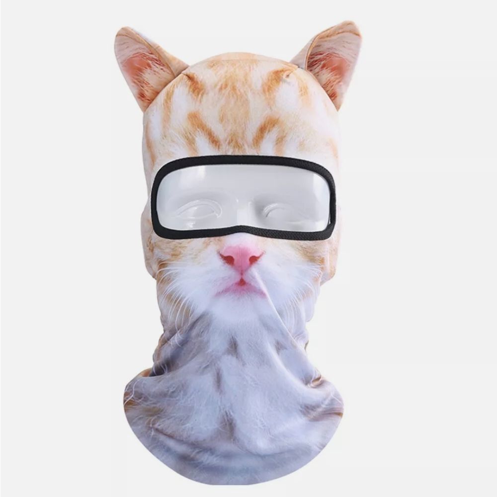 Breathable 3D Animal Printing Balaclava Cycling Hat Dog Cat Ears Full Face Mask